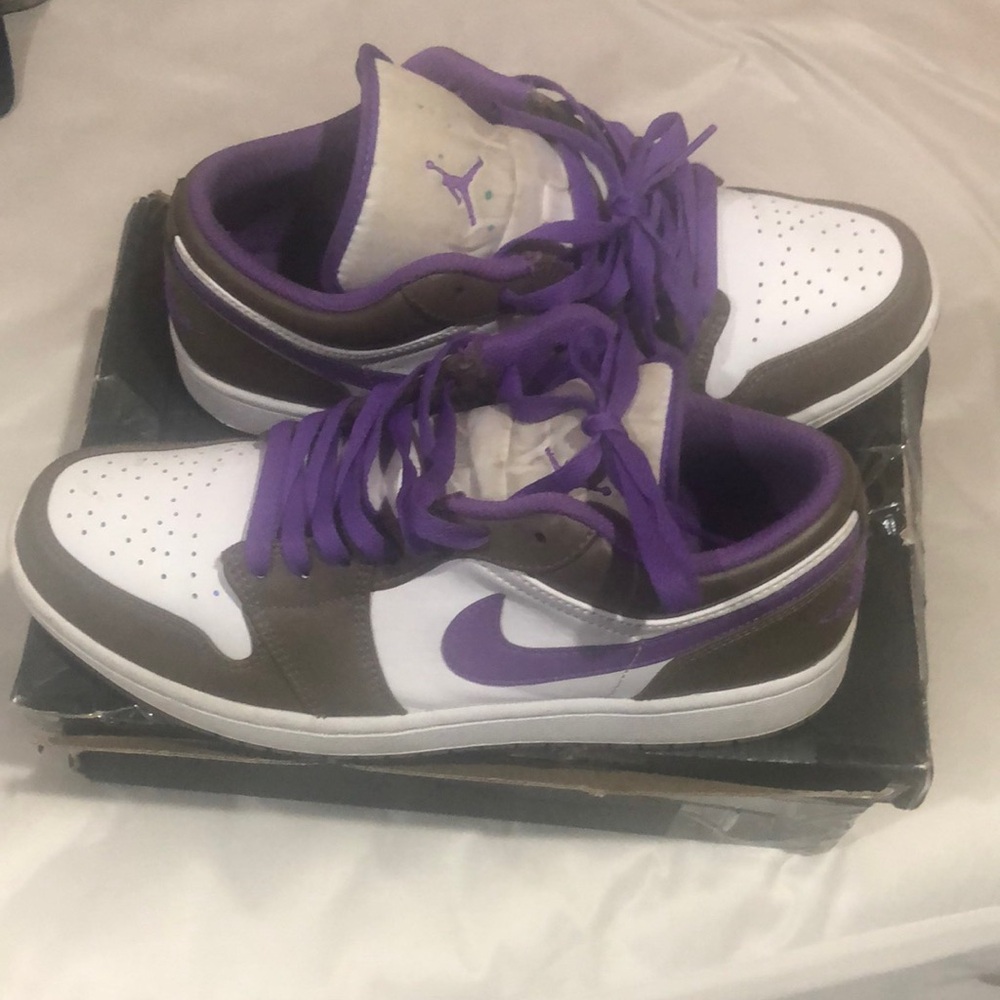 Nike Air Jordan Low Purple and White Sneakers